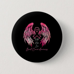 Faith Hope Kärlek Breast Cancer Awareness Vingar o Knapp