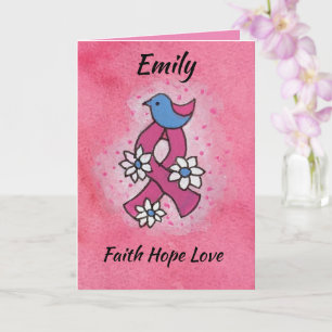 Faith Hope Kärlek Breast Cancer Pink Ribbon Card Kort