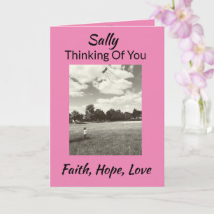 Faith Hope Kärlek Breast Cancer Thinking Card Kort