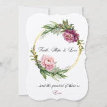 Faith, Hope & Kärlek bröllopsinbjudan