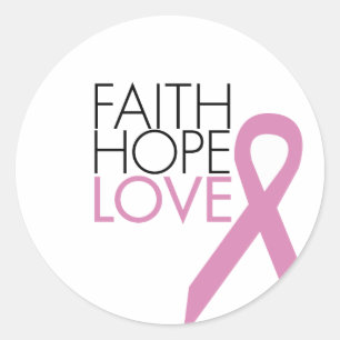 Faith, Hope, Kärlek - Bröstcancer medvetenhet Runt Klistermärke