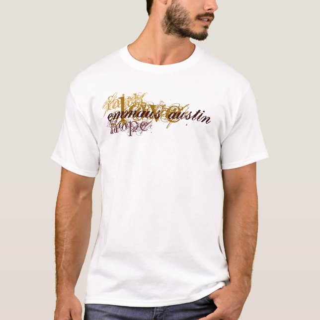 Faith, Hope, Kärlek - Brown T-shirt (Framsida)