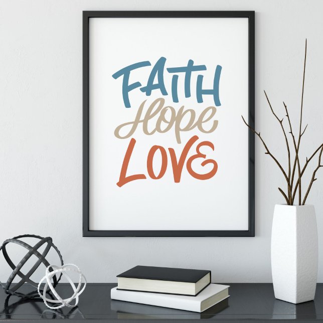 Faith Hope Kärlek Brush Calligraphy Poster (Skapare uppladdad)