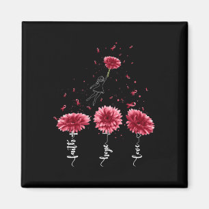 Faith Hope Kärlek Burgundy Sunblomma Brain Aneurys Magnet