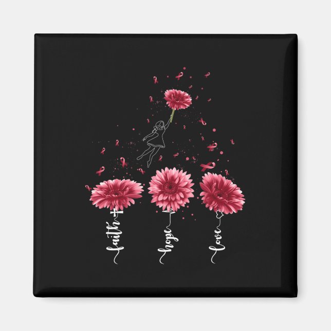 Faith Hope Kärlek Burgundy Sunblomma Brain Aneurys Magnet (Framsidan)