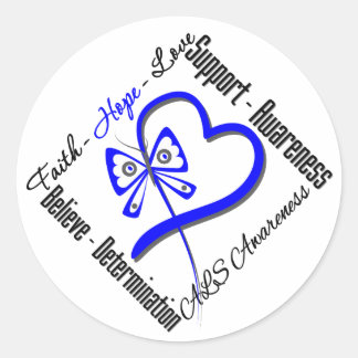 Faith Hope Kärlek Butterfly - ALS Awareness Runt Klistermärke