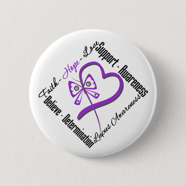 Faith Hope Kärlek Butterfly - Lupus Awareness Knapp (Framsida)