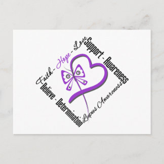 Faith Hope Kärlek Butterfly - Lupus Awareness Vykort