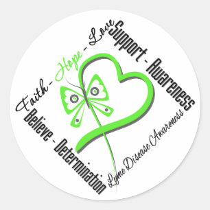 Faith Hope Kärlek Butterfly - Lyme Disease Runt Klistermärke