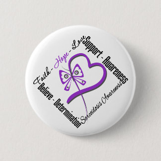 Faith Hope Kärlek Butterfly - Sarcoidosis Awarenes Knapp