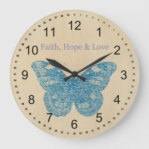 Faith, Hope, Kärlek Butterfly Stor Klocka