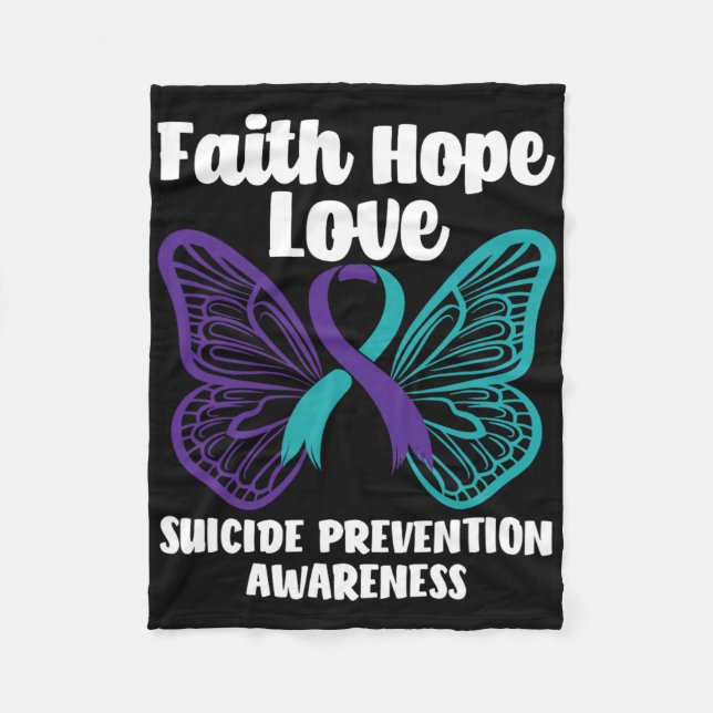 Faith Hope Kärlek Butterfly Suicide Prevention Med Fleecefilt (Framsidan)