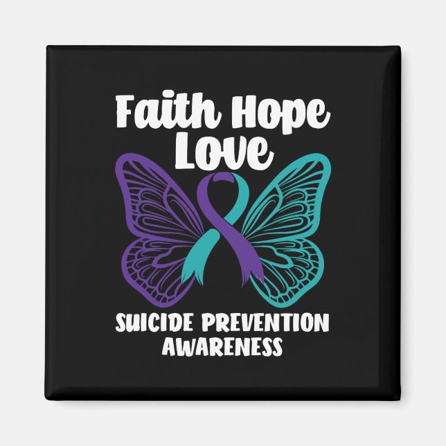 Faith Hope Kärlek Butterfly Suicide Prevention Med Magnet (Framsidan)