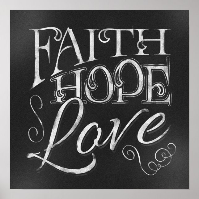 Faith, Hope, Kärlek Chalkboard Poster (Framsidan)