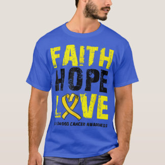 Faith Hope Kärlek Childature Cancer Awareness Guld T Shirt