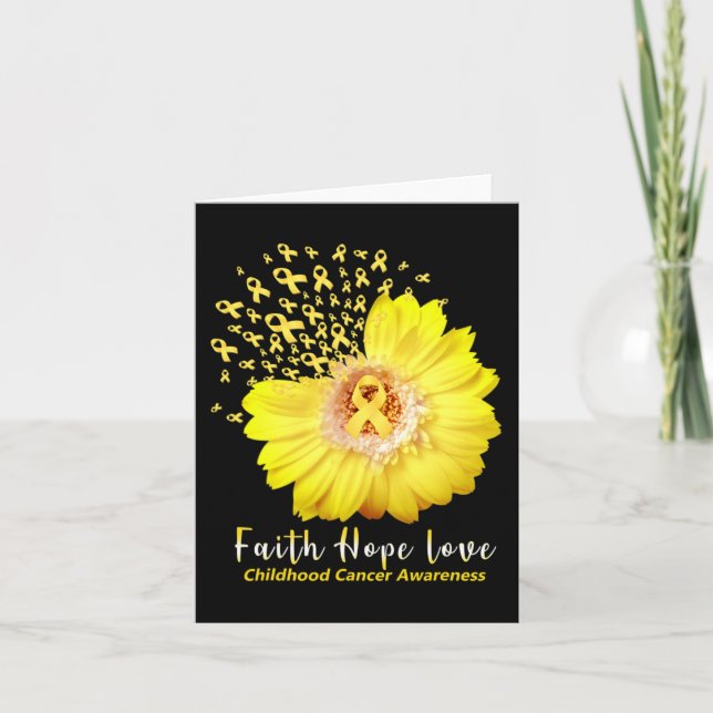 Faith Hope Kärlek Childature Cancer Awareness Ribb Kort (Framsida)