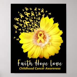 Faith Hope Kärlek Childature Cancer Awareness Ribb Poster