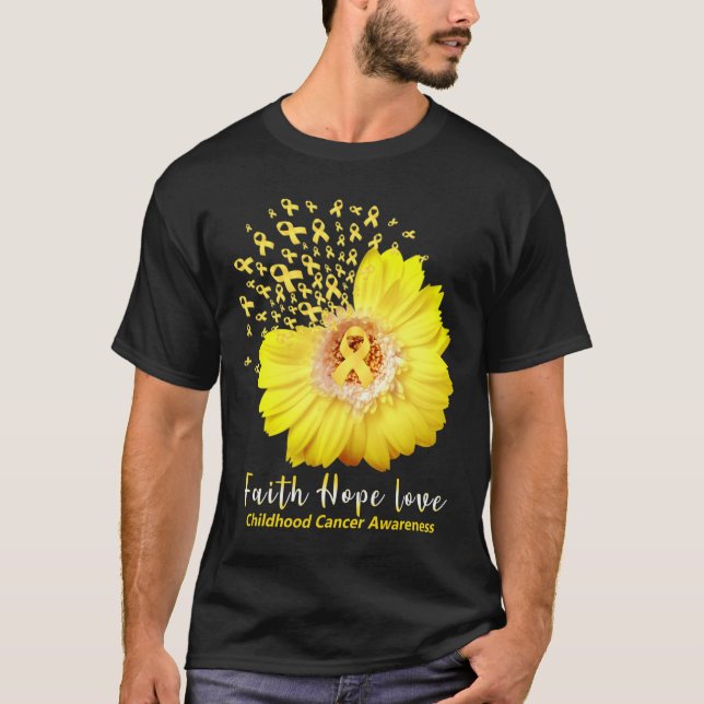 Faith Hope Kärlek Childature Cancer Awareness Ribb T Shirt (Framsida)