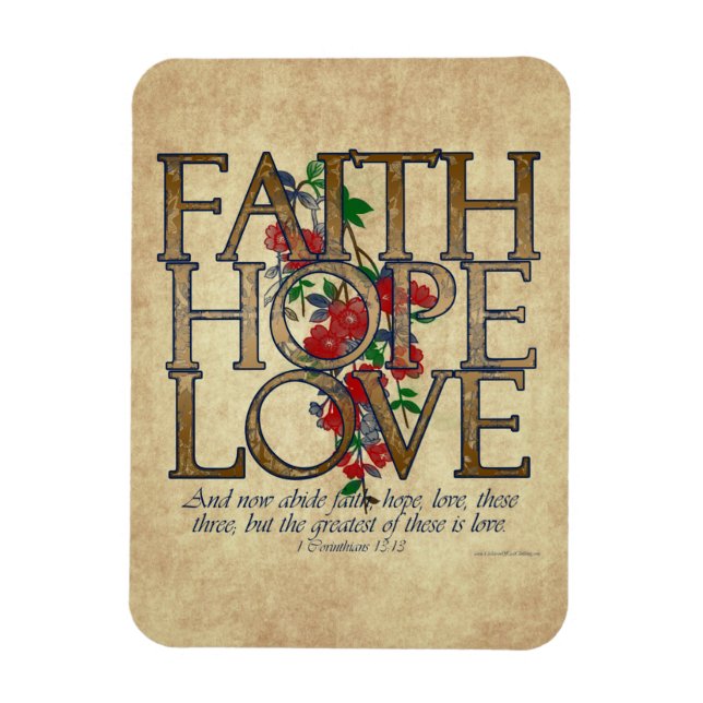 Faith Hope Kärlek Christian Bible Verse Magnet (Vertikal)