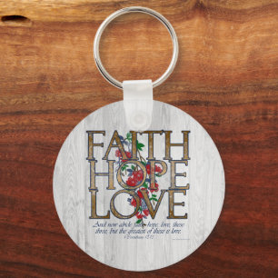 Faith Hope Kärlek Christian Bible Verse Nyckelring
