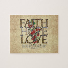 Faith Hope Kärlek Christian Bible Verse Pussel
