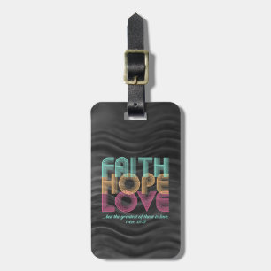Faith Hope Kärlek Christian Bible Verse Retro Bagagebricka