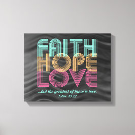 Faith Hope Kärlek Christian Bible Verse Retro Canvastryck