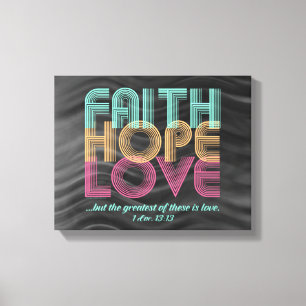 Faith Hope Kärlek Christian Bible Verse Retro Canvastryck