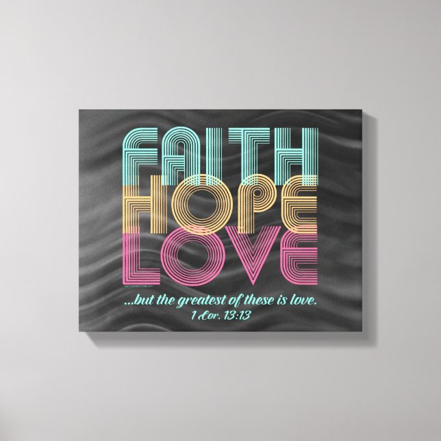 Faith Hope Kärlek Christian Bible Verse Retro Canvastryck (Framsida)