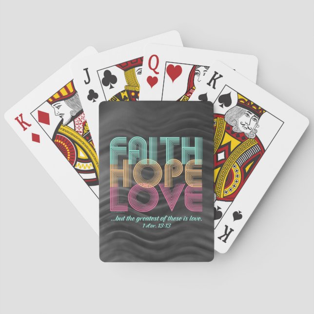 Faith Hope Kärlek Christian Bible Verse Retro Casinokort (Baksidan)