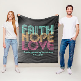Faith Hope Kärlek Christian Bible Verse Retro Fleecefilt