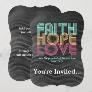 Faith Hope Kärlek Christian Bible Verse Retro Inbjudningar