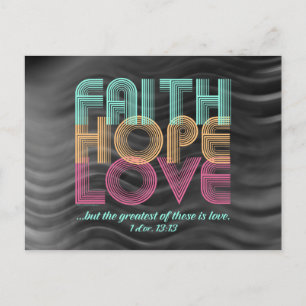 Faith Hope Kärlek Christian Bible Verse Retro Vykort