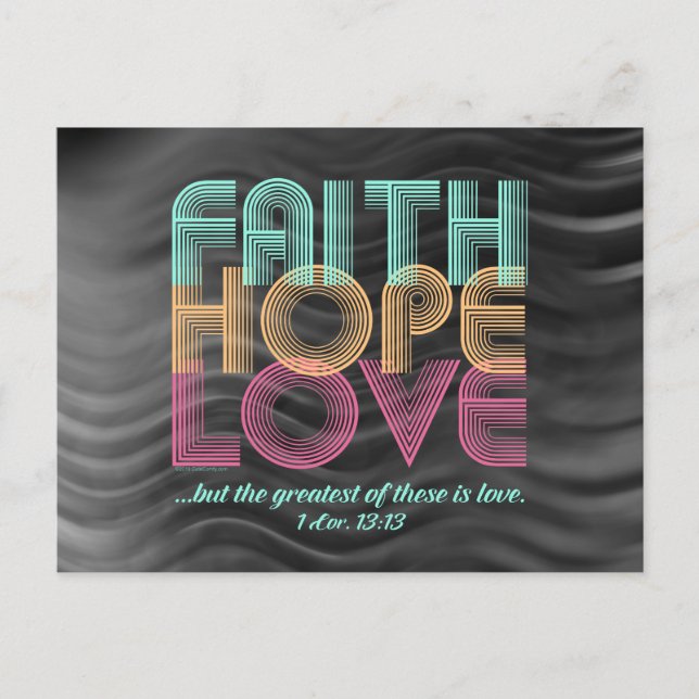 Faith Hope Kärlek Christian Bible Verse Retro Vykort (Framsida)
