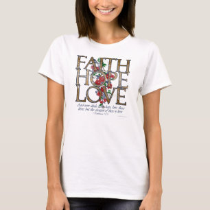 Faith Hope Kärlek Christian Bible Verse T Shirt