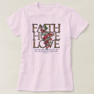 Faith Hope Kärlek Christian Bible Verse Tee