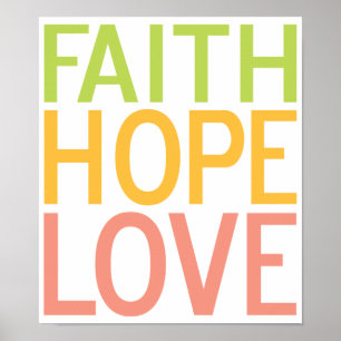 Faith Hope Kärlek Christian Inspirational Poster A