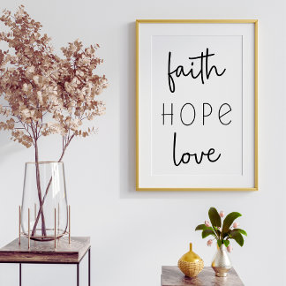 Faith Hope Kärlek Christian Poster