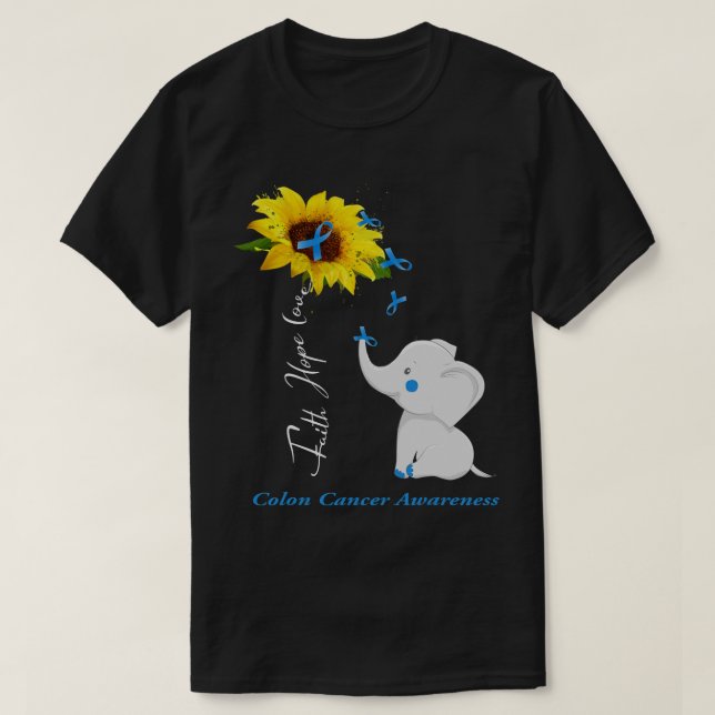 Faith Hope Kärlek Colon Cancer Awareness Elephant  T Shirt (Design framsida)