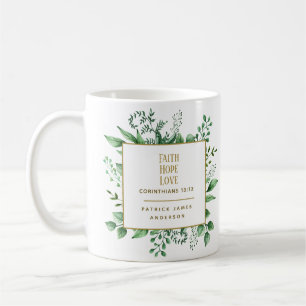 Faith Hope Kärlek Corinthians 13:13 Anpassat namn Kaffemugg