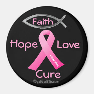 Faith Hope Kärlek Cure gotGod316.com Rosa Ribbon Magnet