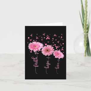 Faith Hope Kärlek Daisy Rosa Ribbon Breast Cancer Kort