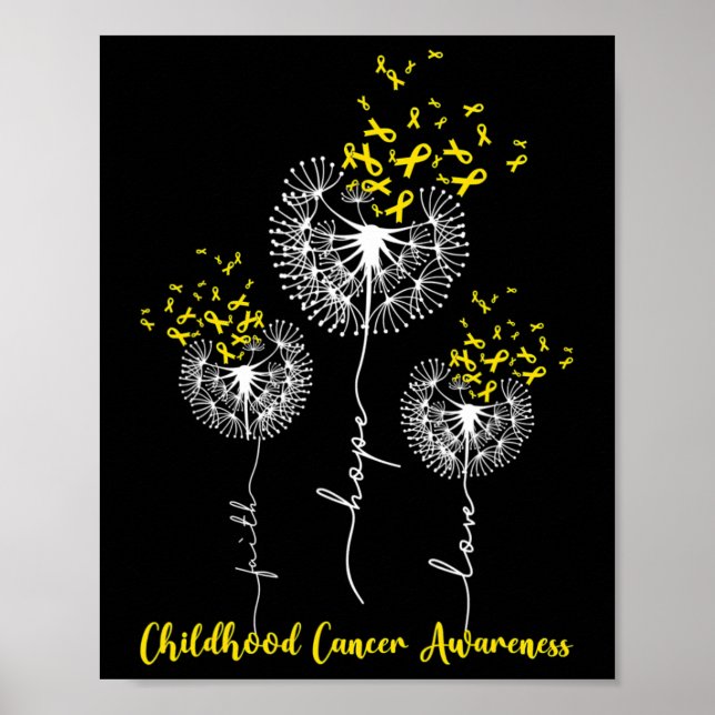 Faith Hope Kärlek Dandelion Childnature Cancer Awa Poster (Framsidan)