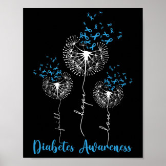 Faith Hope Kärlek Dandelion Flower Diabetes Awaren Poster