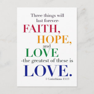 Faith, Hope, Kärlek, de Underbarare är Kärlek. Vykort