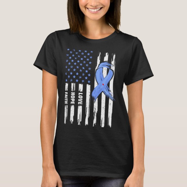 Faith Hope Kärlek Diabetes Awareness American Flag T Shirt (Framsida)