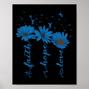 Faith Hope Kärlek Diabetes Awareness Month Blue Ri Poster