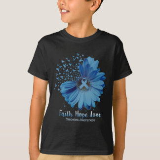 Faith Hope Kärlek Diabetes Awareness Solros T Shirt