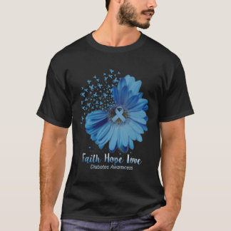 Faith Hope Kärlek Diabetes Awareness Solros T Shirt