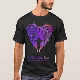 Faith Hope Kärlek Domestic Violence Vingar Lila Aw T Shirt